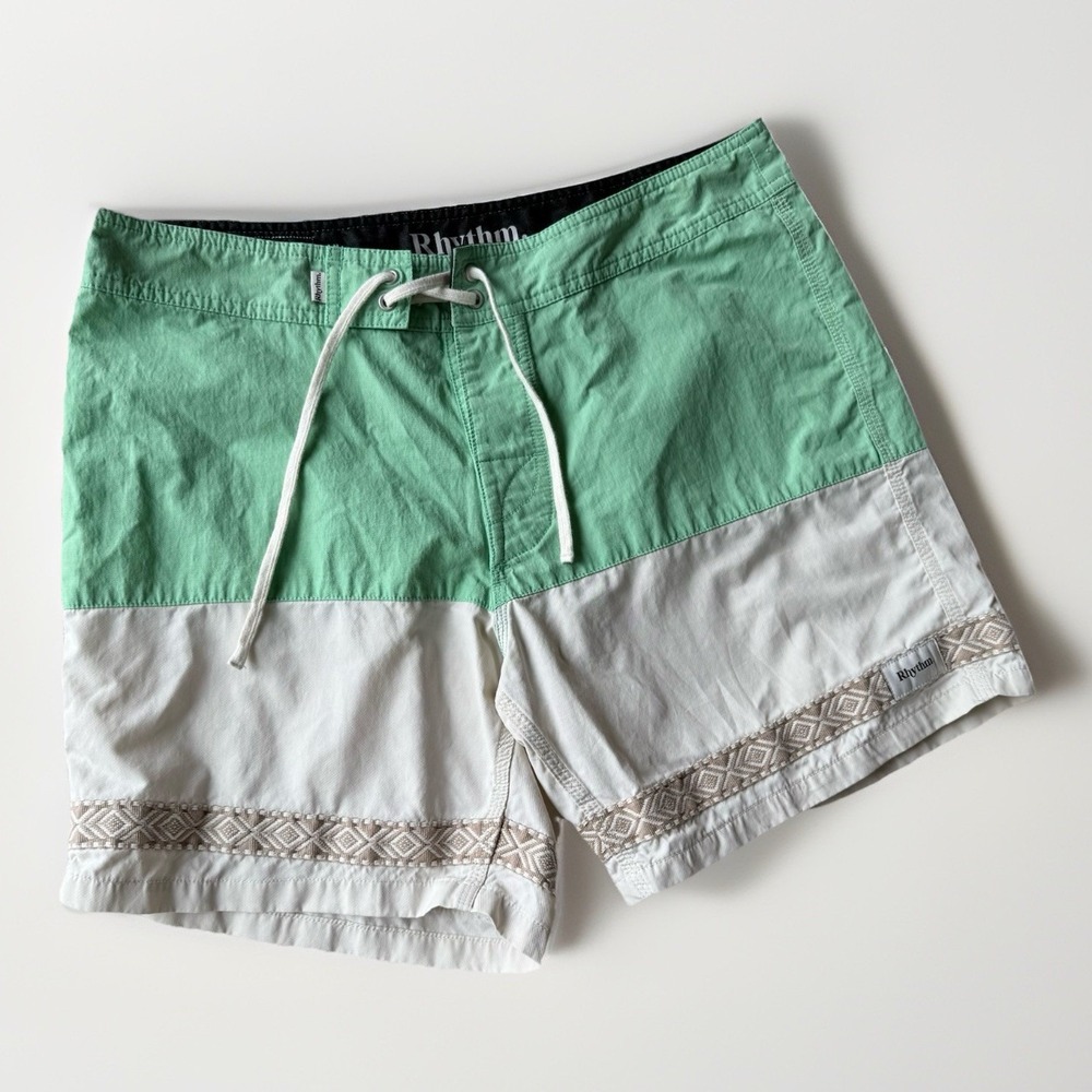 Huckberry Rhythm Heritage Splice Trim Surf‎ Trunk Shorts 34 $65